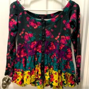 Vintage Y2K Betsey Johnson floral babydoll top M